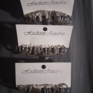 Fashion Jewelry Silver Mixed Hoop & Stud Earring Set - 9 Pairs